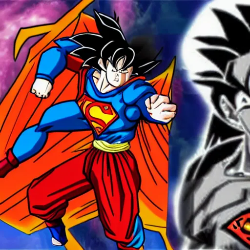 Image similar to goku vs superman