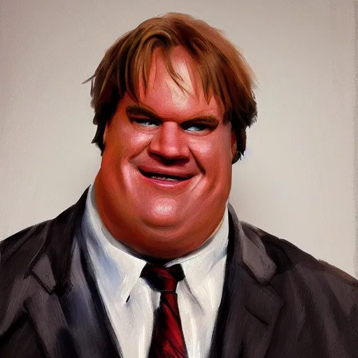 Image similar to concept art of chris farley, cinematic shot, painting by jama jurabaev, extremely detailed, brush hard, artstation, high quality, brush stroke