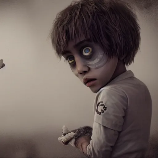 Prompt: a child who is forced to be something other than what he would have liked, having to be forced to give up his abilities, dreams, highly detailed vfx by tim burton, 4 k, trending on art station, masterpiece