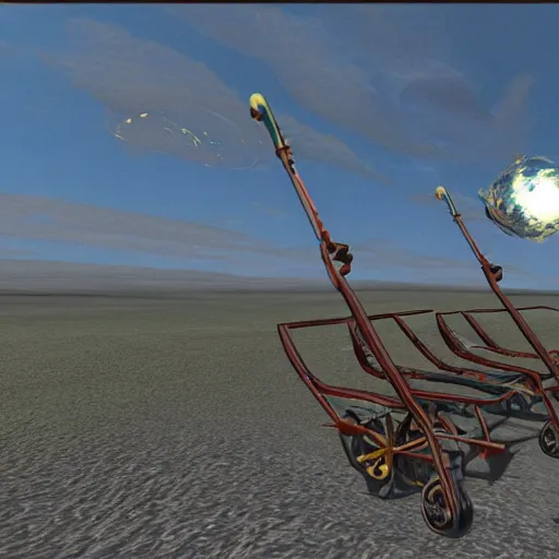 Prompt: flying handcar rails in cosmos