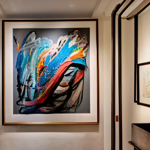 Prompt: artwork at a high - end luxury boutique hotel in new york city. expensive high fashion