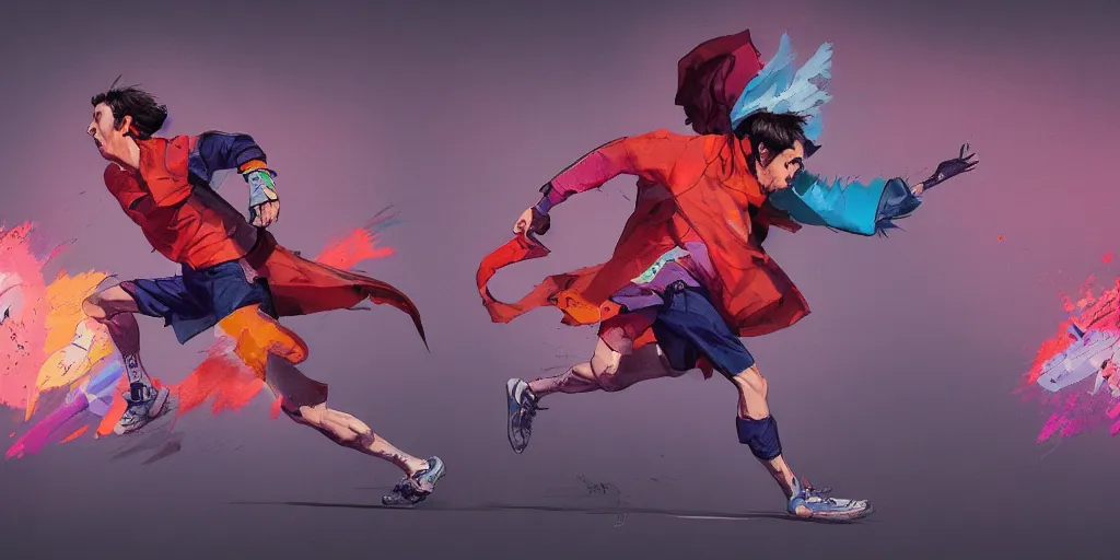 Image similar to cartoonish paul mccartney running, vivid colors, character sheet, fine details, concept design, contrast, kim jung gi, greg rutkowski, trending on artstation, 8 k, full body, turnaround, front view, back view, ultra wide angle