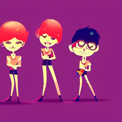 Image similar to 2 d character design, music group, vector art, digital art, portrait, 4 k, 8 k, sharp focus, smooth, illustration, concept art, pop band