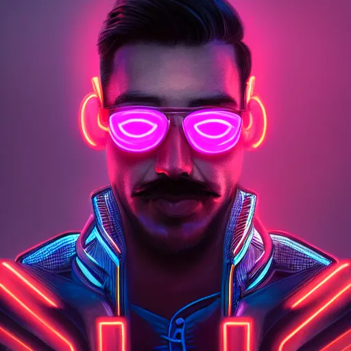 Prompt: a beautiful commission portrait of a male mustache canary wearing a neon jacket, futuristic, detailed face, cyberpunk city, deviantart, artstation, art by greg rutkowski, ross tran, professional lighting, neon city, night, raytracing, highly realistic,4k,dramatic,hyperrealism