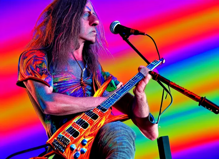 Prompt: The band tool performing live, colorful, photo realistic, Alex Grey, 8k, detailed,