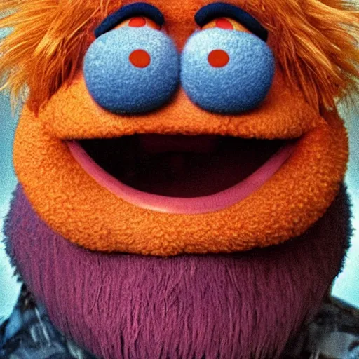 Image similar to a still of a forgotten muppet character looking very dated from the 1970s, hairy chest, huge chin, manly monster tough guy, roughled fur, photo real, photographic, photograph, artstation, trending, featured
