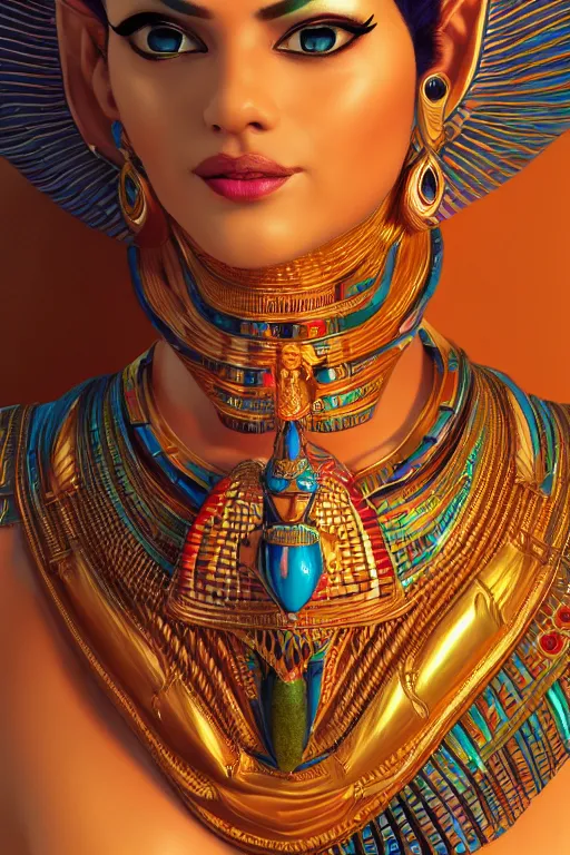 Image similar to egyptian cat goddess, vivid colors, high details, cinematic, 8k resolution, beautiful detailed, photorealistic, digital painting, artstation, concept art, smooth, sharp focus, illustration, fantasy background, artstation trending, octane render, unreal engine