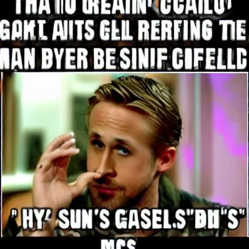 Prompt: Photo of Ryan Gosling feeding an image of Ryan Gosling on a TV some cereal! Its the Ryan Gosling meme haha!