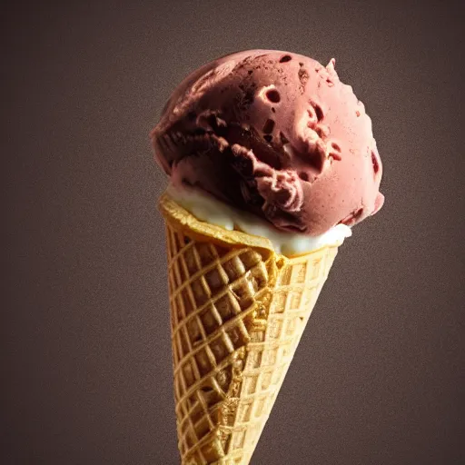 Prompt: a photo of an ice cream cone with hair and teeth