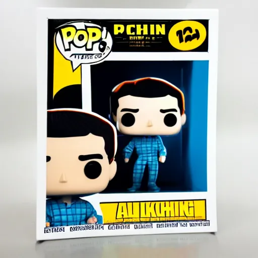 Prompt: individual funko pop, alan turing silk screen butcher billy style