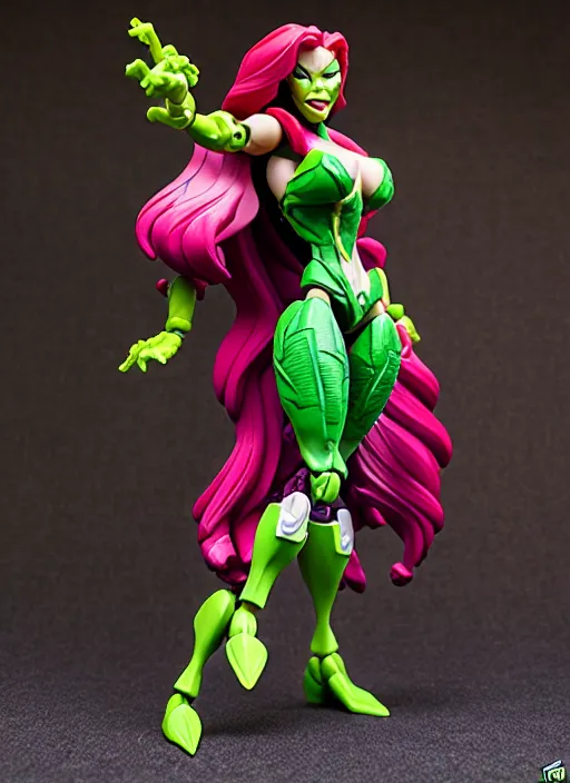 Image similar to Transformers Poison Ivy action figure from Transformers: Kingdom, symmetrical details, by Hasbro, Takaratomy, Don Bluth, tfwiki.net photography, product photography, official media