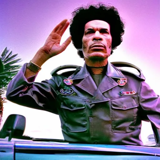Prompt: synthwave muammar gaddafi