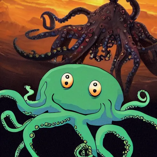 Prompt: ted cruz octopus monster destroys a city, news coverage on local affiliate