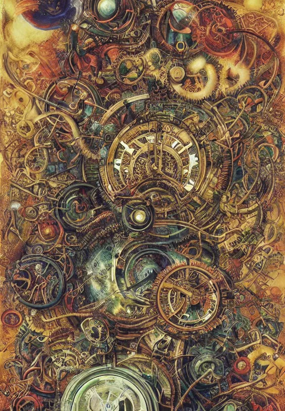 Image similar to simplicity, elegant, muscular eldritch clockwork, machinery, industry, radiating, colorful mandala, psychedelic, overgrown garden environment, by ryan stegman and hr giger and esao andrews and maria sibylla merian eugene delacroix, gustave dore, thomas moran, the movie the thing, pop art, street art, graffiti, saturated