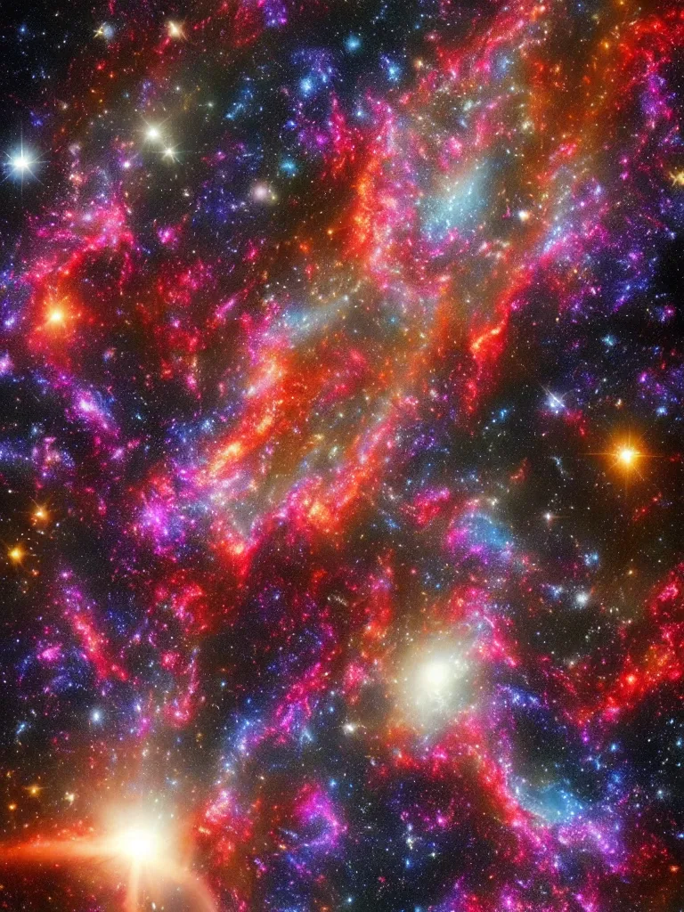 Prompt: celestial epic colorful deepspace image of galaxies, nasa photos, artstation