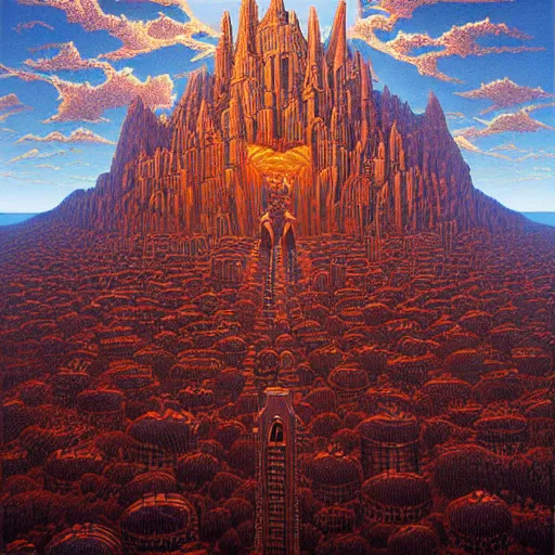 Prompt: build me a castle in the sky cried morgoth. by jeffrey smith, oil on canvas