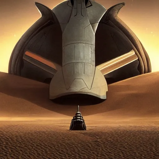 Image similar to giant mothership spacecraft, dune style, denis villeneuve