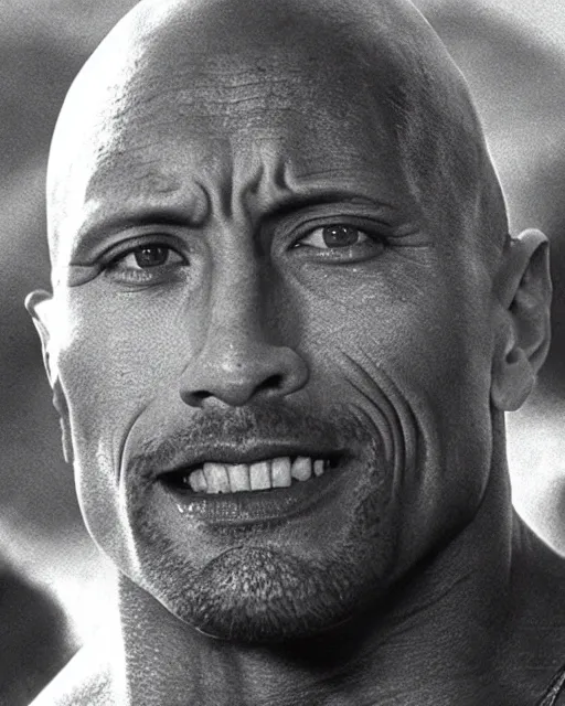 Image similar to film still close up shot of dwayne johnson in the movie mad max 2 the road warrior. photographic, photography