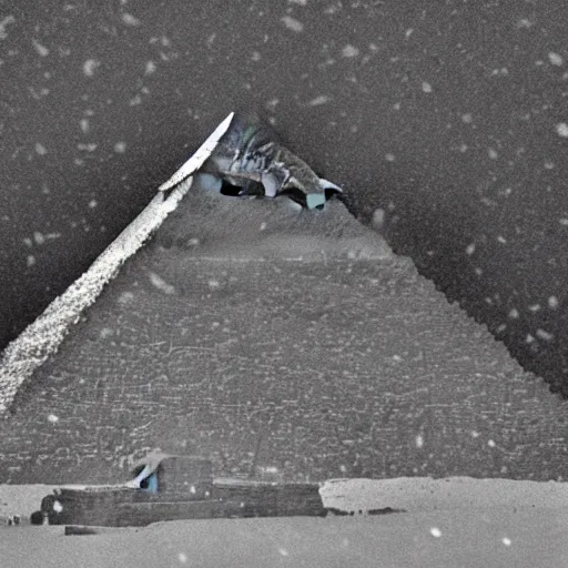 Prompt: a photo of the pyramid of giza in a blizzard