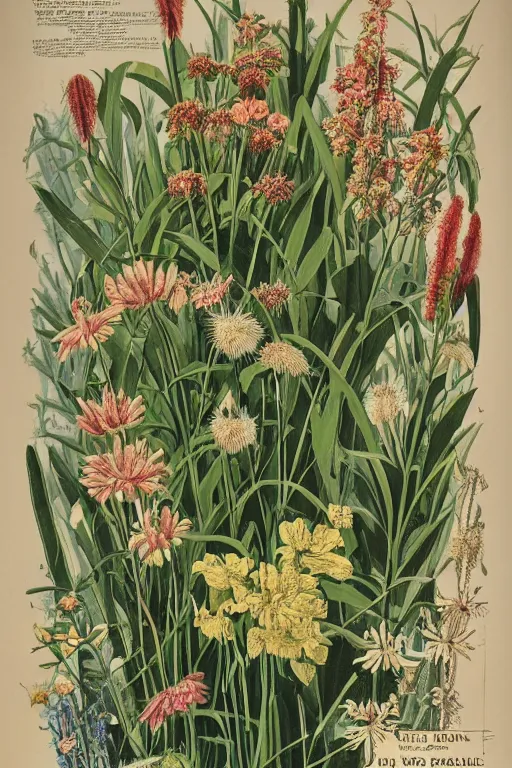 Image similar to vintage botanical poster of wild flowers