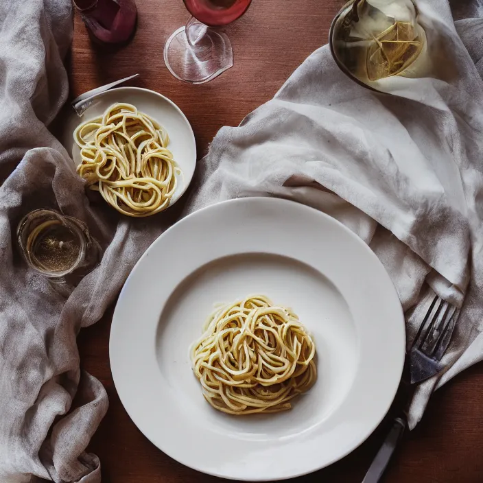 Prompt: kodak portra 4 0 0, 8 k, soft light, volumetric lighting, highly detailed, a photographic still life of a plate of carbonara, typical italian food, realistic, hyper realistic