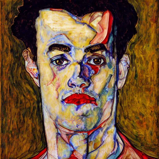 Image similar to portrait of Tom Hanks painted by Egon Schiele