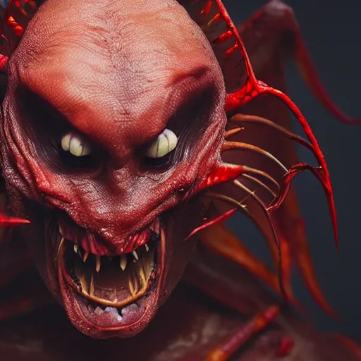 Image similar to a demon inspired by worms created by the make up artist hungry, photographed by andrew thomas huang, cinematic, expensive visual effects