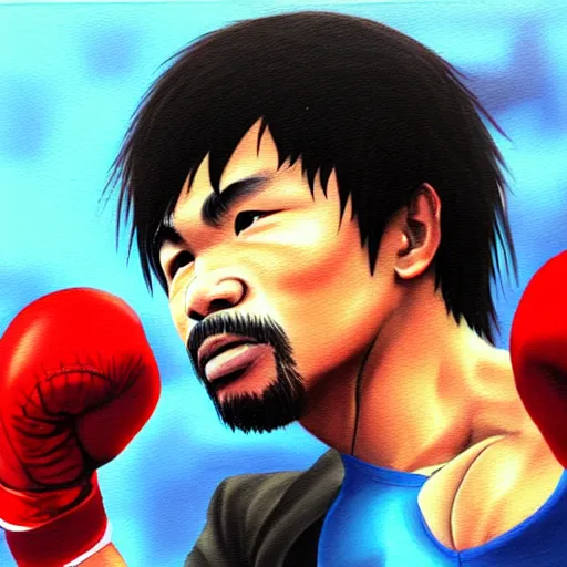 Prompt: manny pacquiao, painting by makoto shinkai, featured on pixiv, deviantart hd