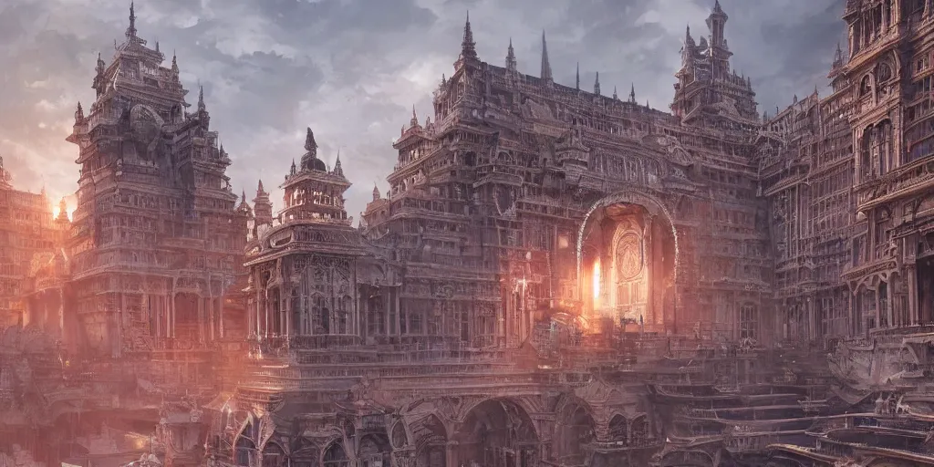 Image similar to the grand plaza, architectural masterpiece, intricate complexity, dramatic lighting, by greg rutkowski, artgerm, ross tran, conrad roset, takato yomamoto. 4 k, beautiful, cinematic dramatic atmosphere