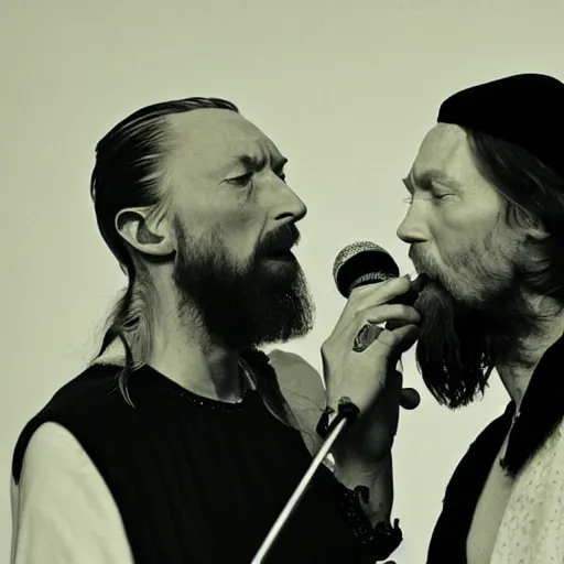 Prompt: Thom Yorke and Rasputin singing