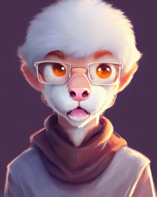 Image similar to character concept art of a cute young male anthropomorphic furry | | cute - fine - face, pretty face, key visual, realistic shaded perfect face, fine details by stanley artgerm lau, wlop, rossdraws, james jean, andrei riabovitchev, marc simonetti, and sakimichan, trending on artstation