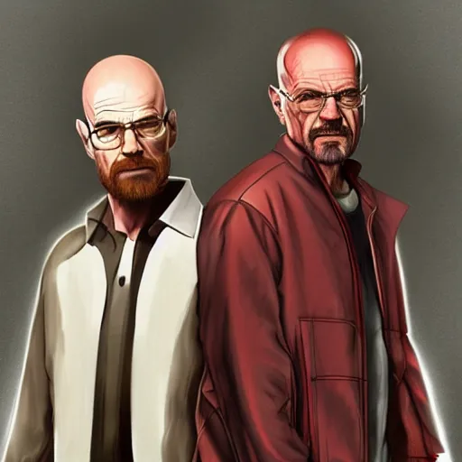 Image similar to concept art of dexter morgan and walter white together