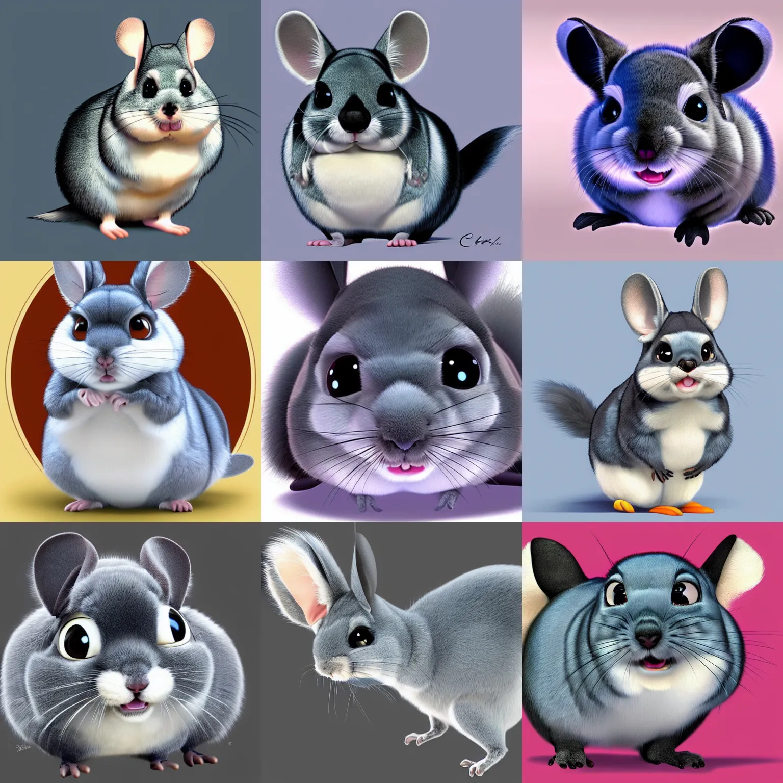 Prompt: disney pixar chinchilla, detailed fur, concept artwork