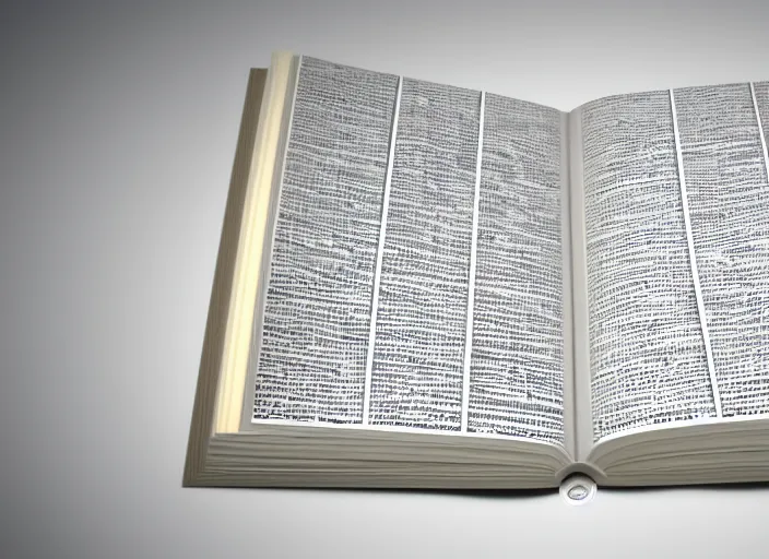 Prompt: open book with white pages 3D render