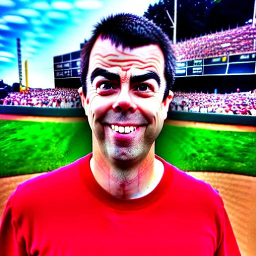 Image similar to mark rober at a baseball game, photo, hdr