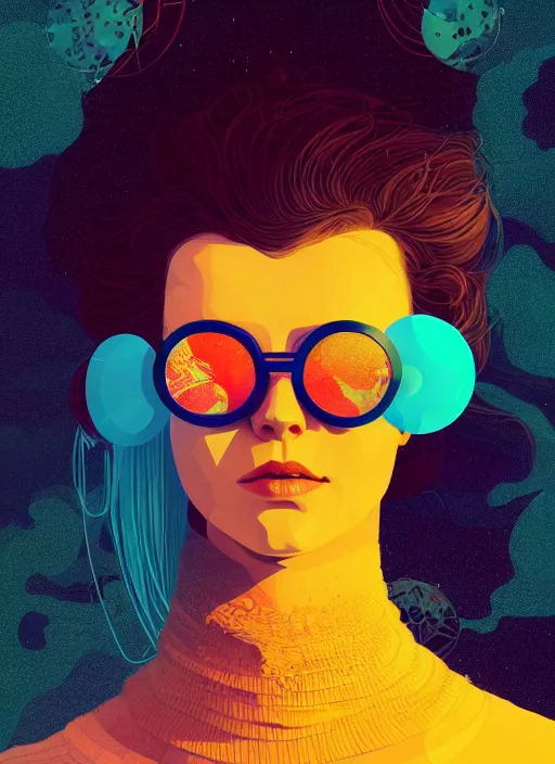 Prompt: portrait of beautiful nordic woman wearing aviator googles, blue eyes, artstation winner by victo ngai, kilian eng and by jake parker, by conrad roset, swirly vibrant color lines, winning award masterpiece, fantastically gaudy, aesthetic octane render, 8 k hd resolution