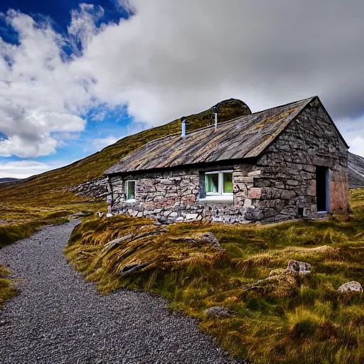 Image similar to remote bothy nestled in the folds of the Cairngorm mountains