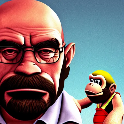 Image similar to donkey kong walter white, photorealistic