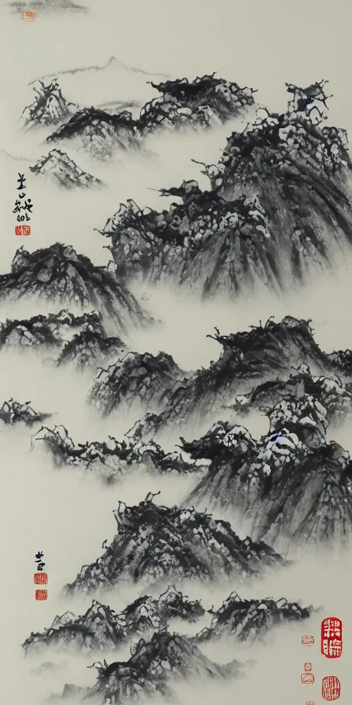 Image similar to 空山新雨后,天气晚来秋,Chinese Ink and wash painting