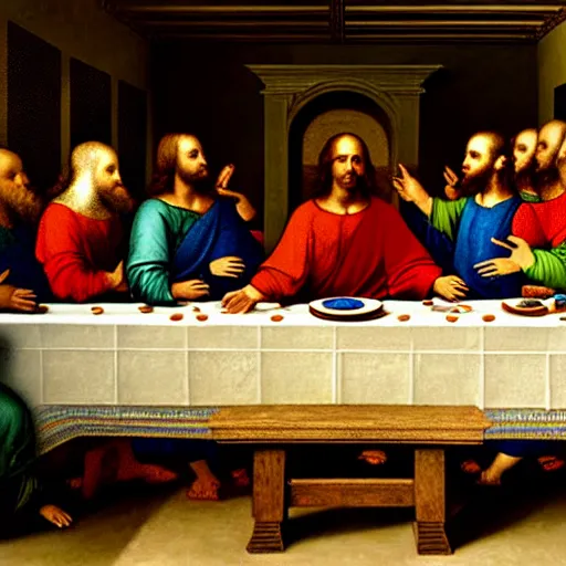 Image similar to a beautiful painting of donald trump participating in the last supper, by leonardo da vinci, ultra - detailed, 8 k