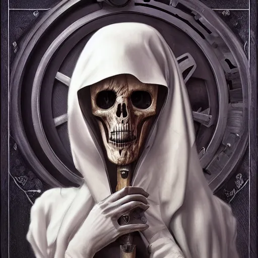 Image similar to amazing lifelike award winning clockwork grim reaper trending on art station artgerm greg rutowski alpgonse mucha cinematic