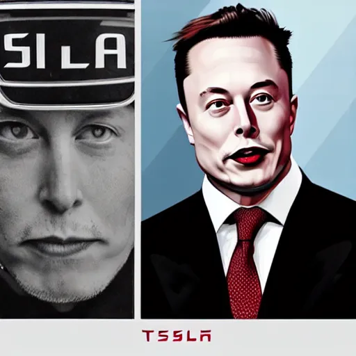 Prompt: Elon Musk as a poster for Tesla