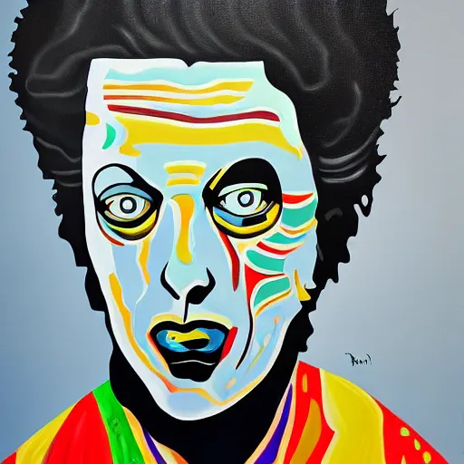 Image similar to painting of Tim Curry in the style of Damien hurst, 8k high definition high quality