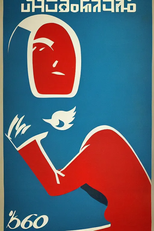 Image similar to twitter, 1 9 6 0 s soviet poster