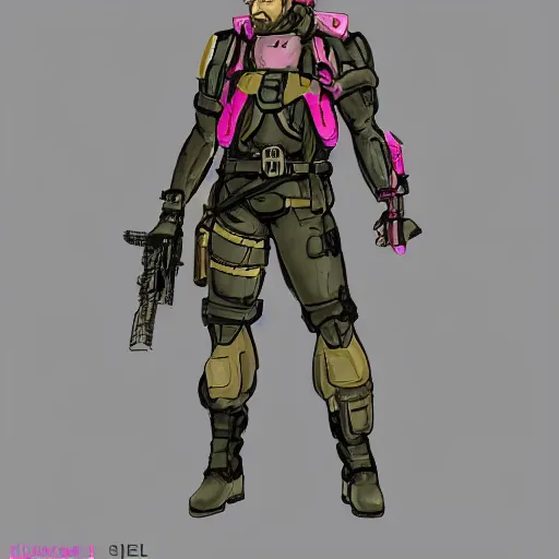 Image similar to Sundowner mercenary character from metal gear video game wearing a pink dress, male, trending on artstation