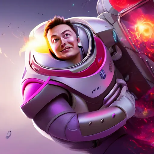 Image similar to portrait of elon musk as buzz lightyear, league of legends amazing splashscreen artwork, splash art, natural light, elegant, photorealistic facial features, intricate, fantasy, detailed face, atmospheric lighting, anamorphic lens flare, cinematic lighting, league of legends splash art, hd wallpaper, ultra high details by greg rutkowski