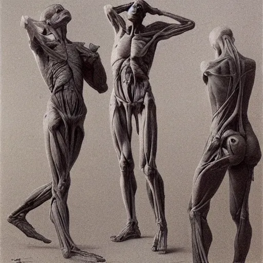 Image similar to human body anatomy by Beksiński, Zdzisław