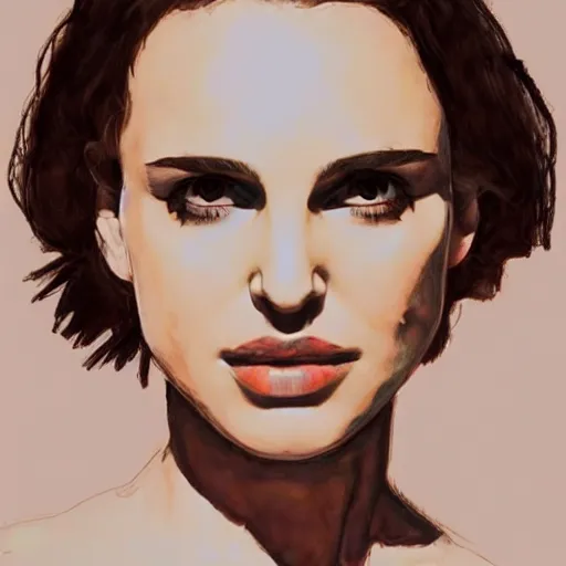 Image similar to young natalie portman, artstation, drawing by egon schiele