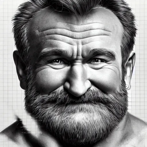 Image similar to robin williams as zangief from street fighter, flexing, ultra realistic, concept art, intricate details, eerie, highly detailed, photorealistic, octane render, 8 k, unreal engine. art by artgerm and greg rutkowski and magali villeneuve and alphonse mucha