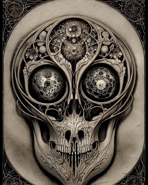 Image similar to art forms of nature by ernst haeckel, memento mori by arthur rackham, ornate antique porcelain beautiful skull mask, ultrasharp, photorealistic, hyperdetailed, octane render, polished, art nouveau, neo - gothic, gothic, intricate ornamental organic filigree, art nouveau botanicals, art forms of nature by ernst haeckel, horizontal symmetry, symbolist, visionary